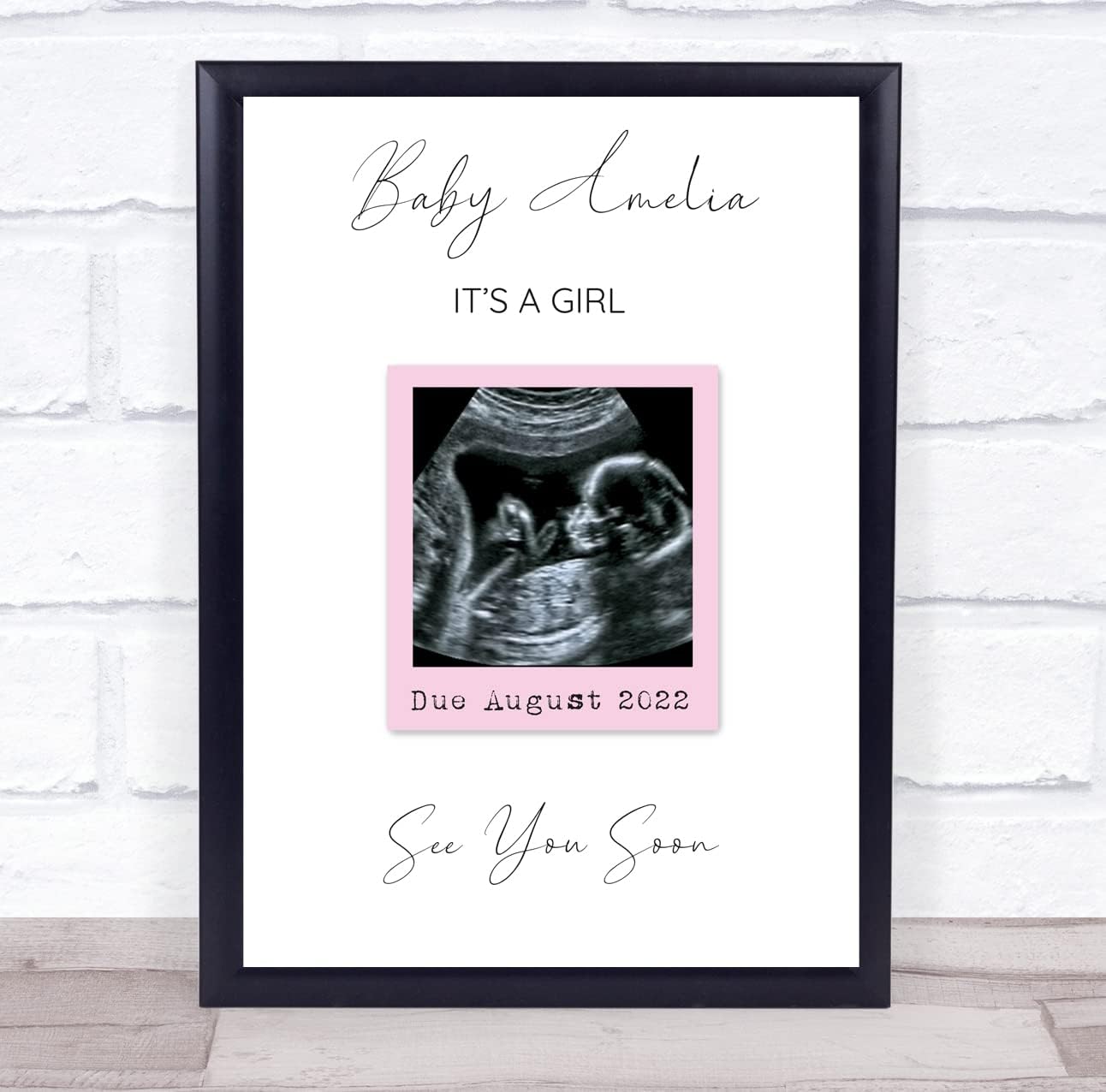 Baby Scan Picture Photo Pregnancy Gender Reveal Girl Frame