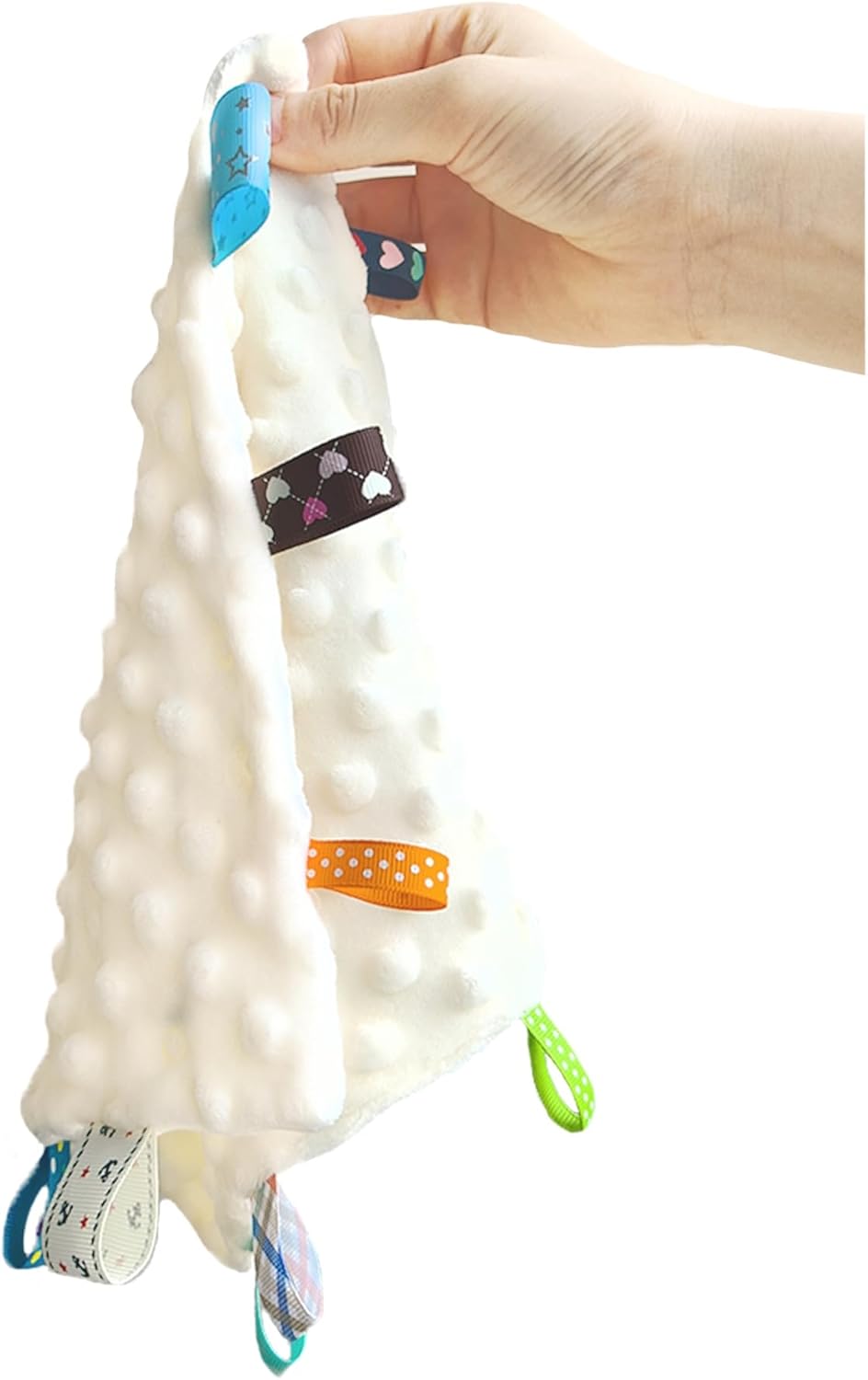 CREVENT Soft Baby Blanket with Taggies 10x10