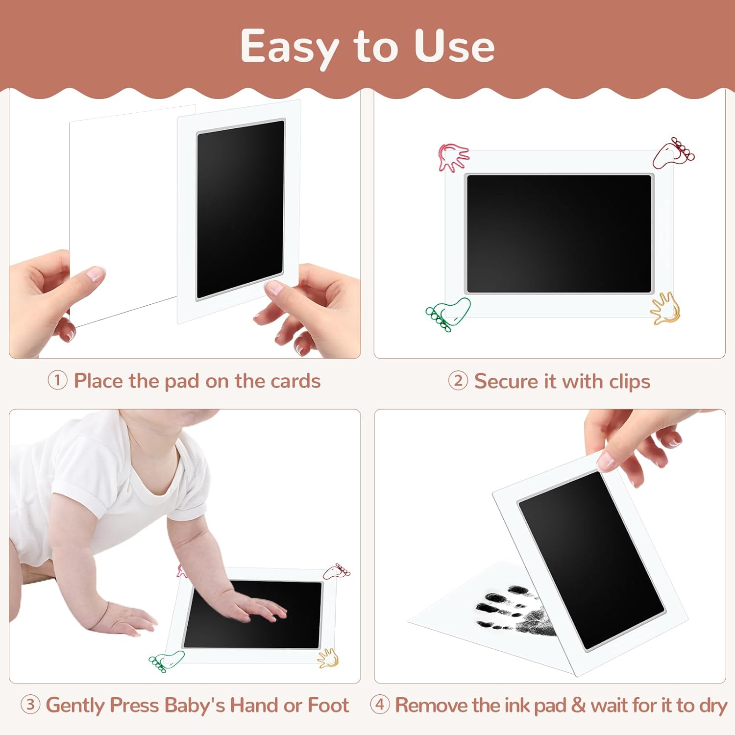 PChero 6x4 Inkless Handprint Footprint Kit for Keepsakes