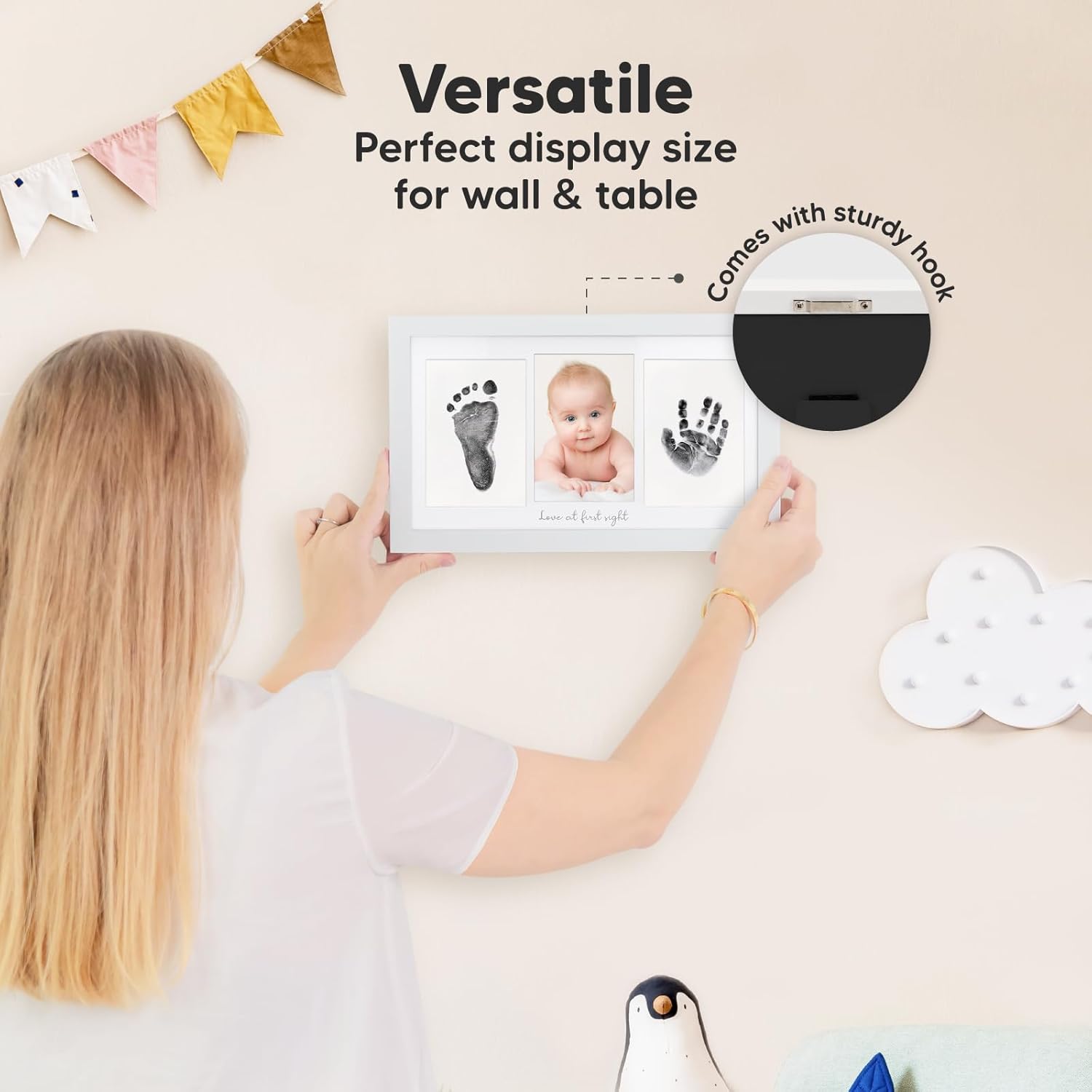 KeaBabies Inkless Hand Footprint Kit - Baby Keepsake Frame