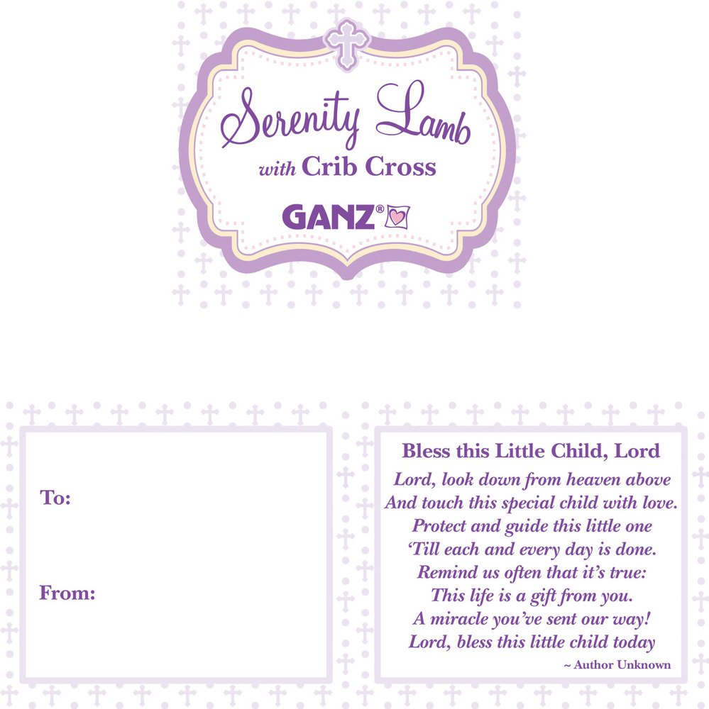 Ganz Serenity Lamb Christening Crib Cross Pink
