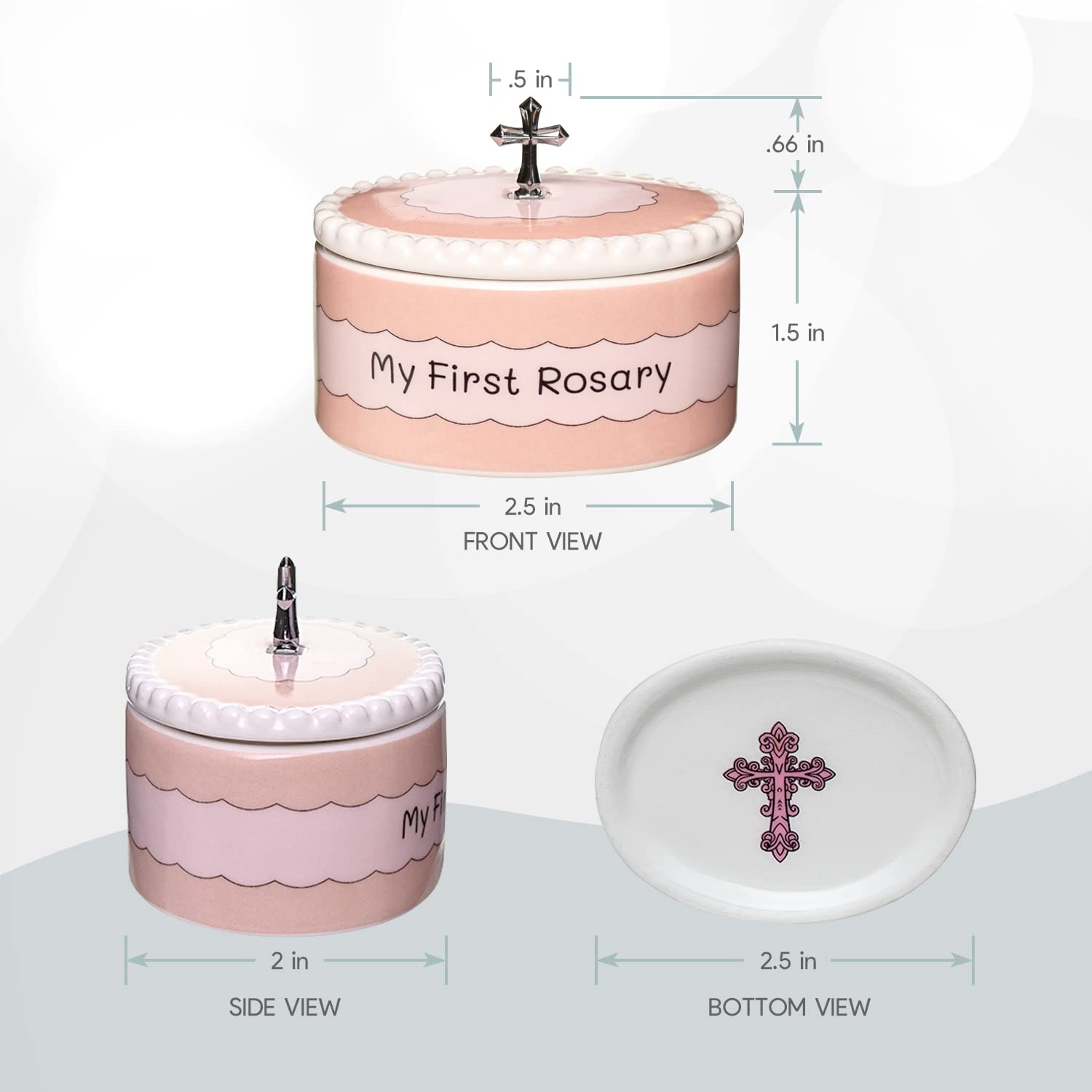 Cascade Goods Girls First Pink Rosary Keepsake Box