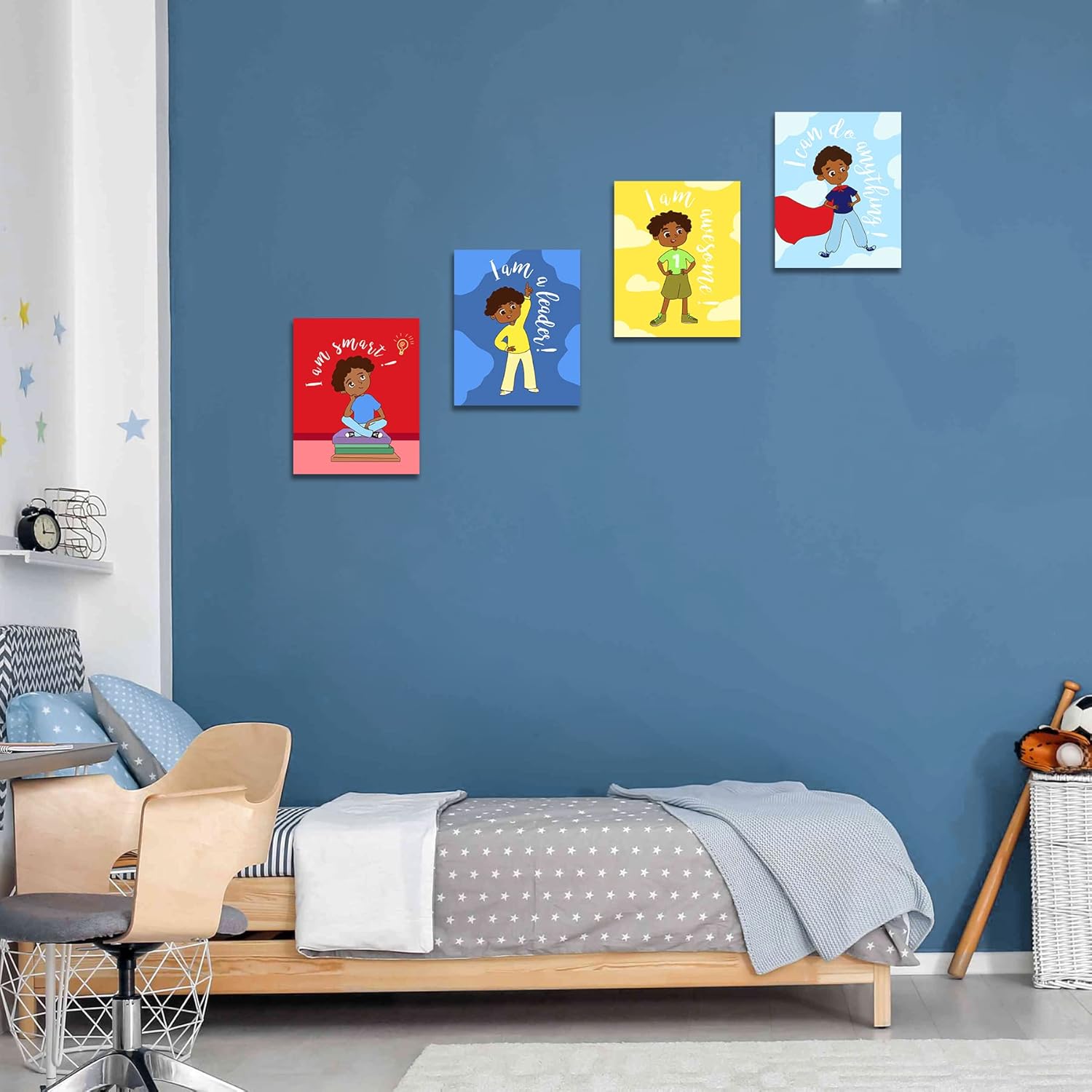 FRAMED Black Boys Canvas Wall Art 8x10x4PCS