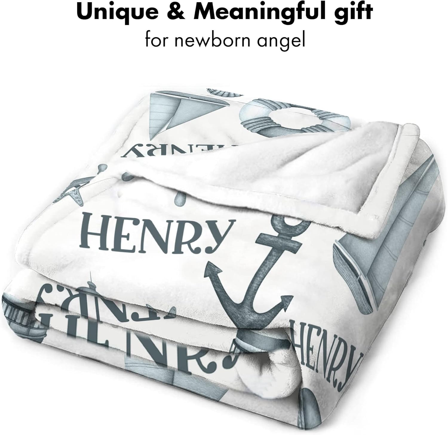 Personalized Nautical Baby Blanket with Custom Name
