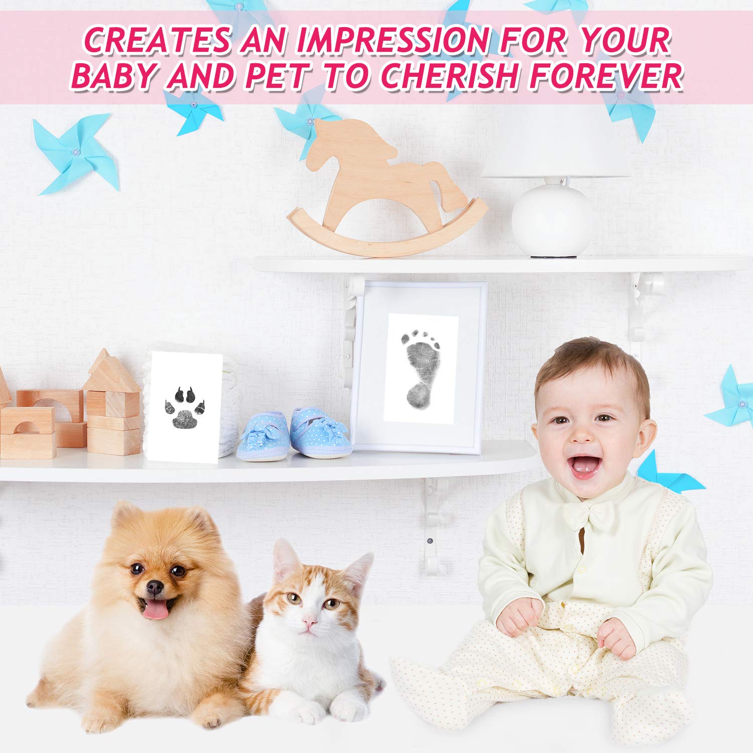Outus Newborn Handprint Footprint Kit with 4 Ink Pads and 10 Cards