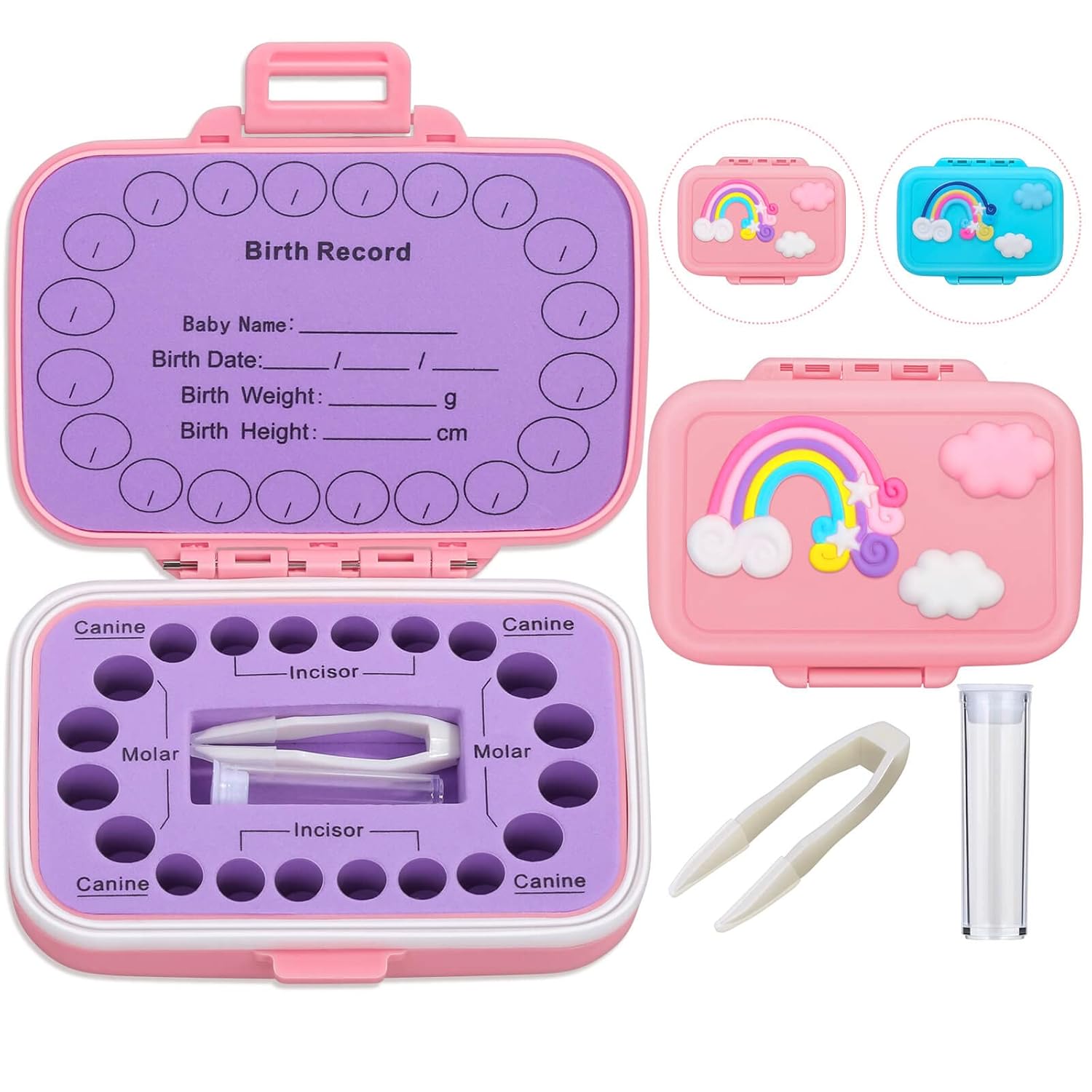 Caffox Baby Teeth Keepsake Box with Tweezers