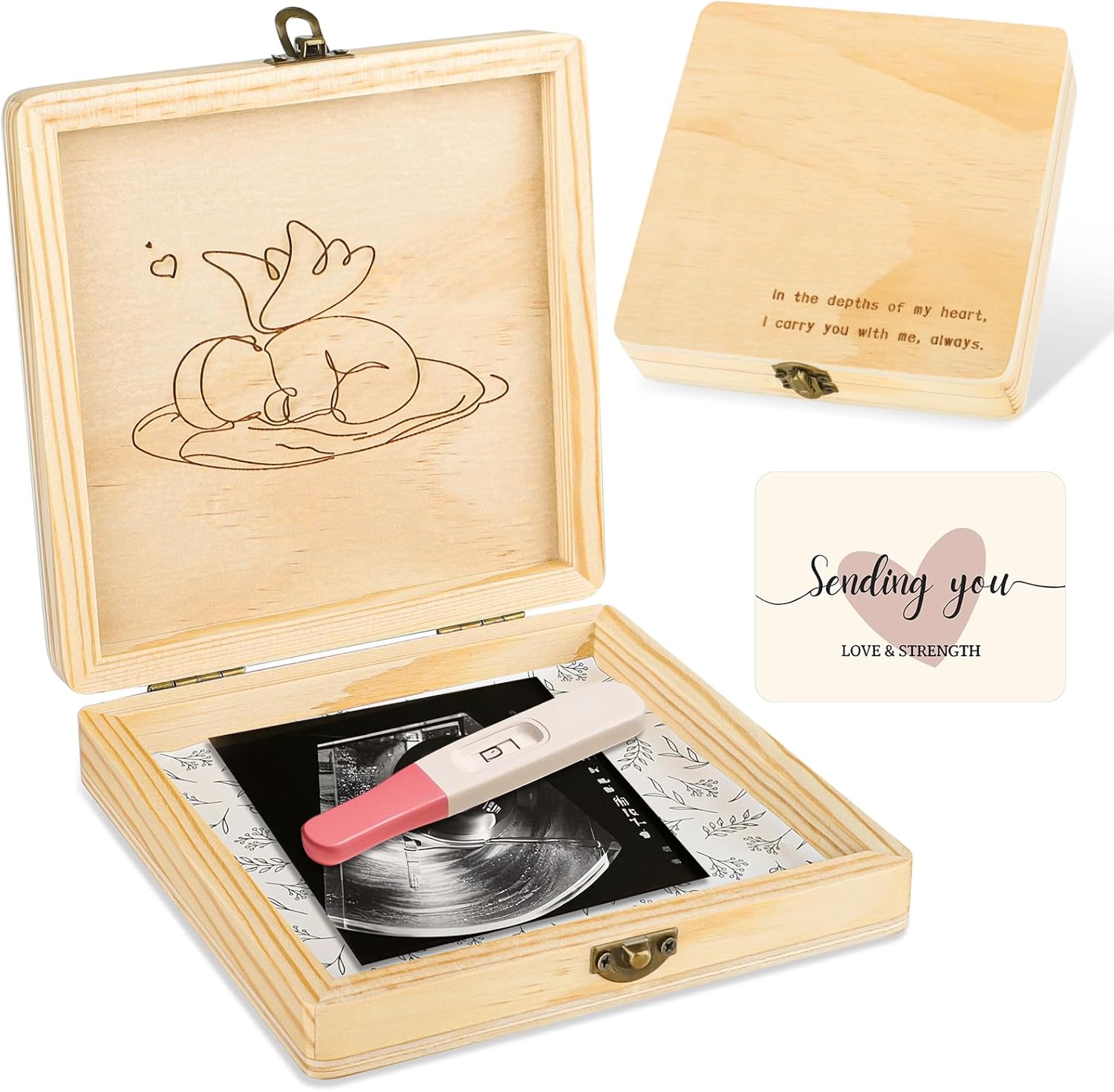Ceiner Wooden Angel Baby Keepsake Box with Storage