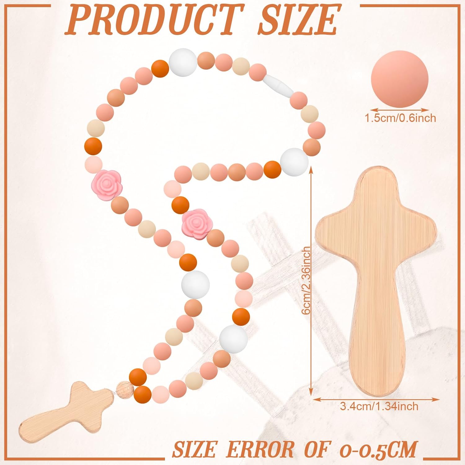 Misdary Baby Silicone Rosary Baptism Gift Pink Flowers 1