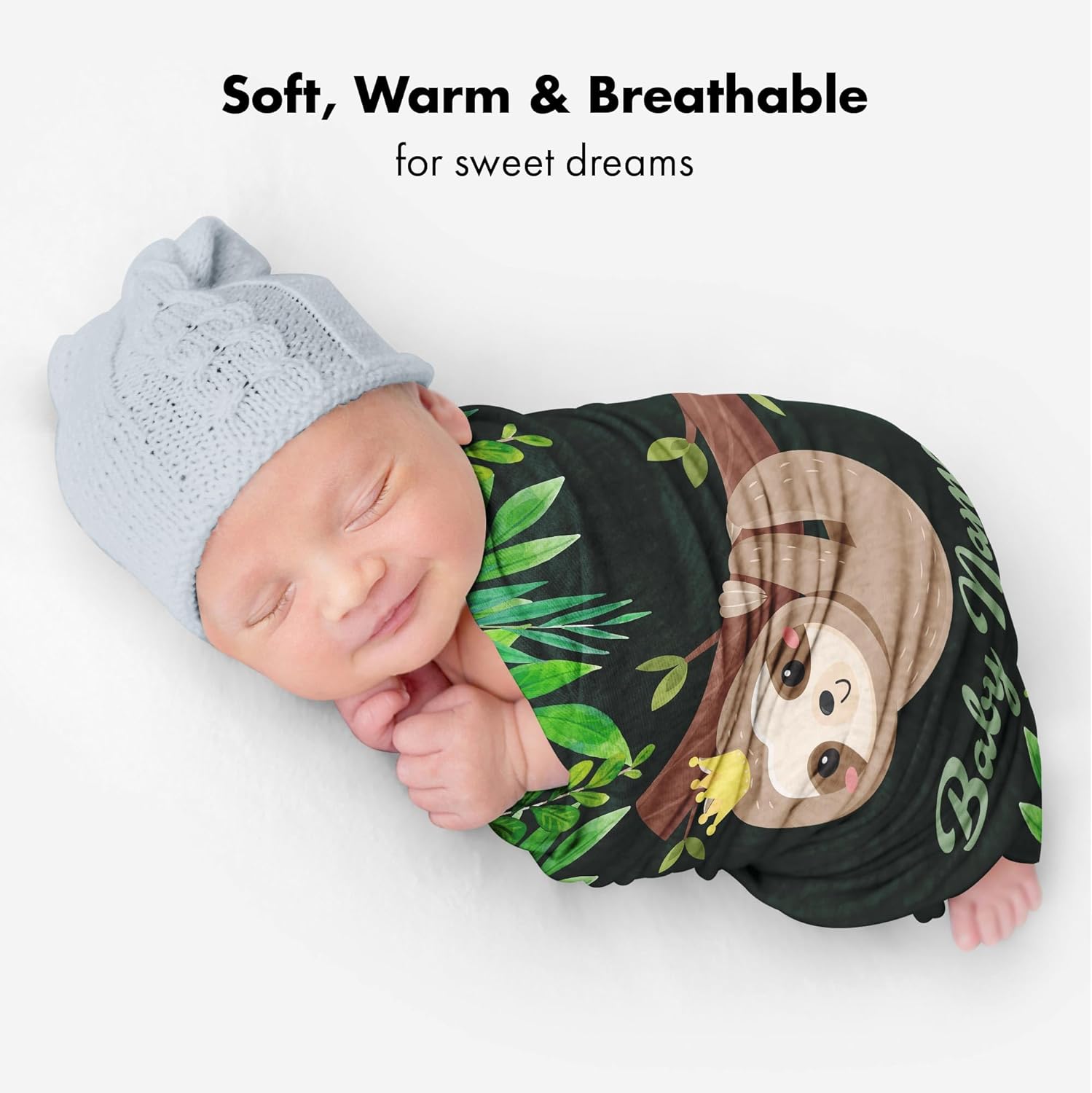 Personalized Sloth Baby Blanket with Custom Name