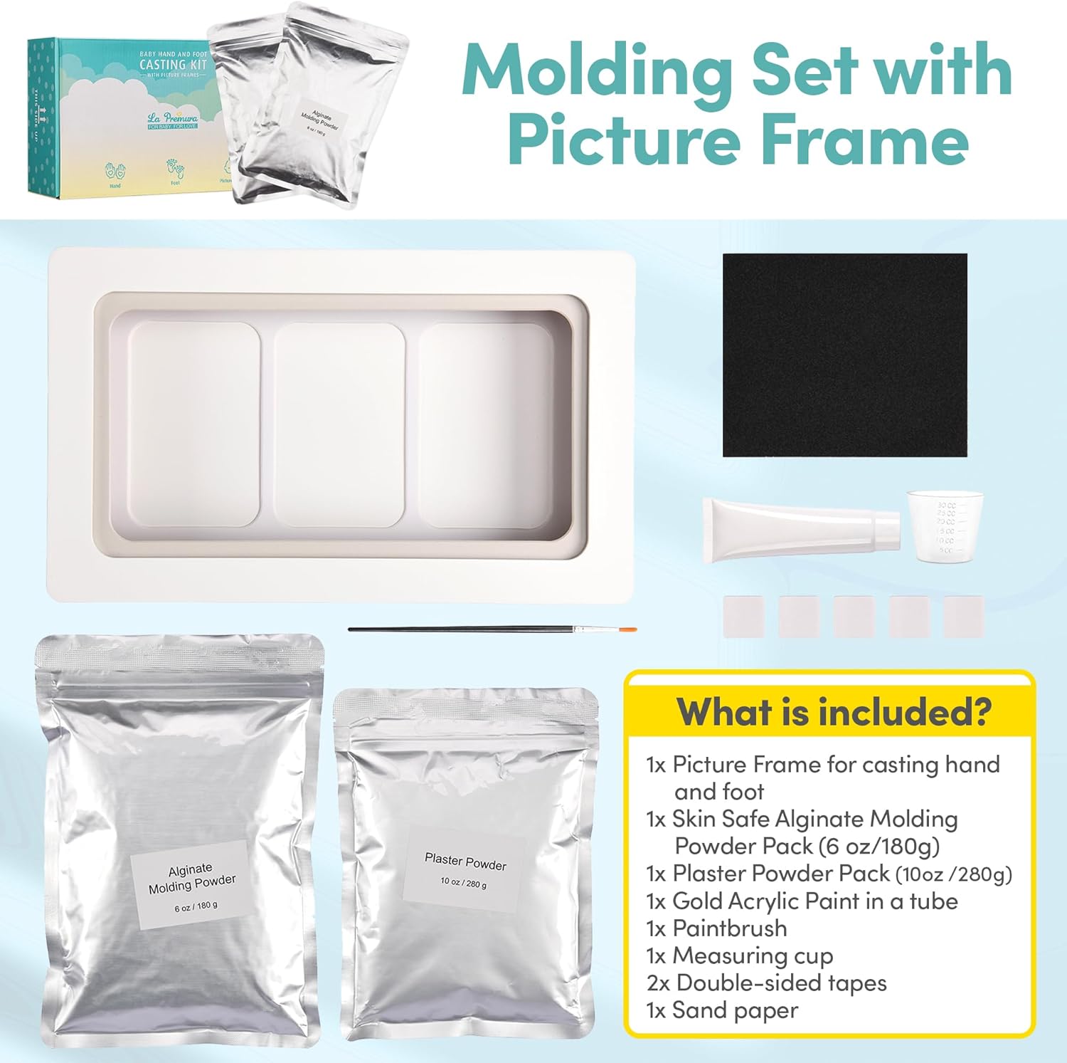 La Premura Baby Handprint Casting Kit with Shadow Box Frame 1