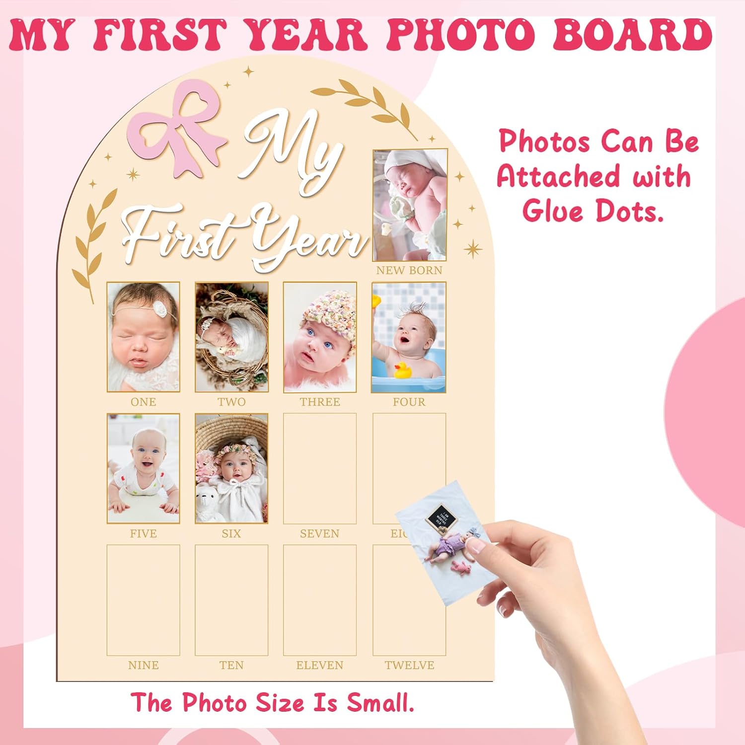 My First Year 3D Coquette Pink Bow Milestone Frame Board