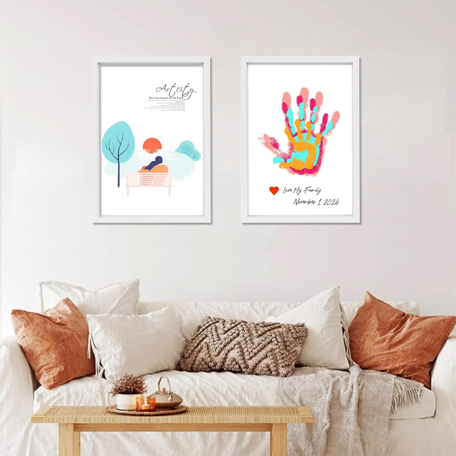 Family Handprint Kit DIY Wooden Frame with Non-Toxic Paints