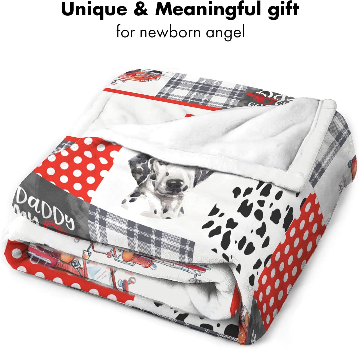Personalized Baby Fire Truck Blanket with Name 1