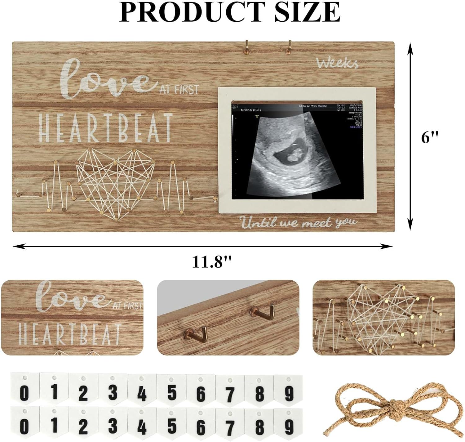 KAIOTYA Baby Sonogram Picture Frame with Countdown and ECG Symbol