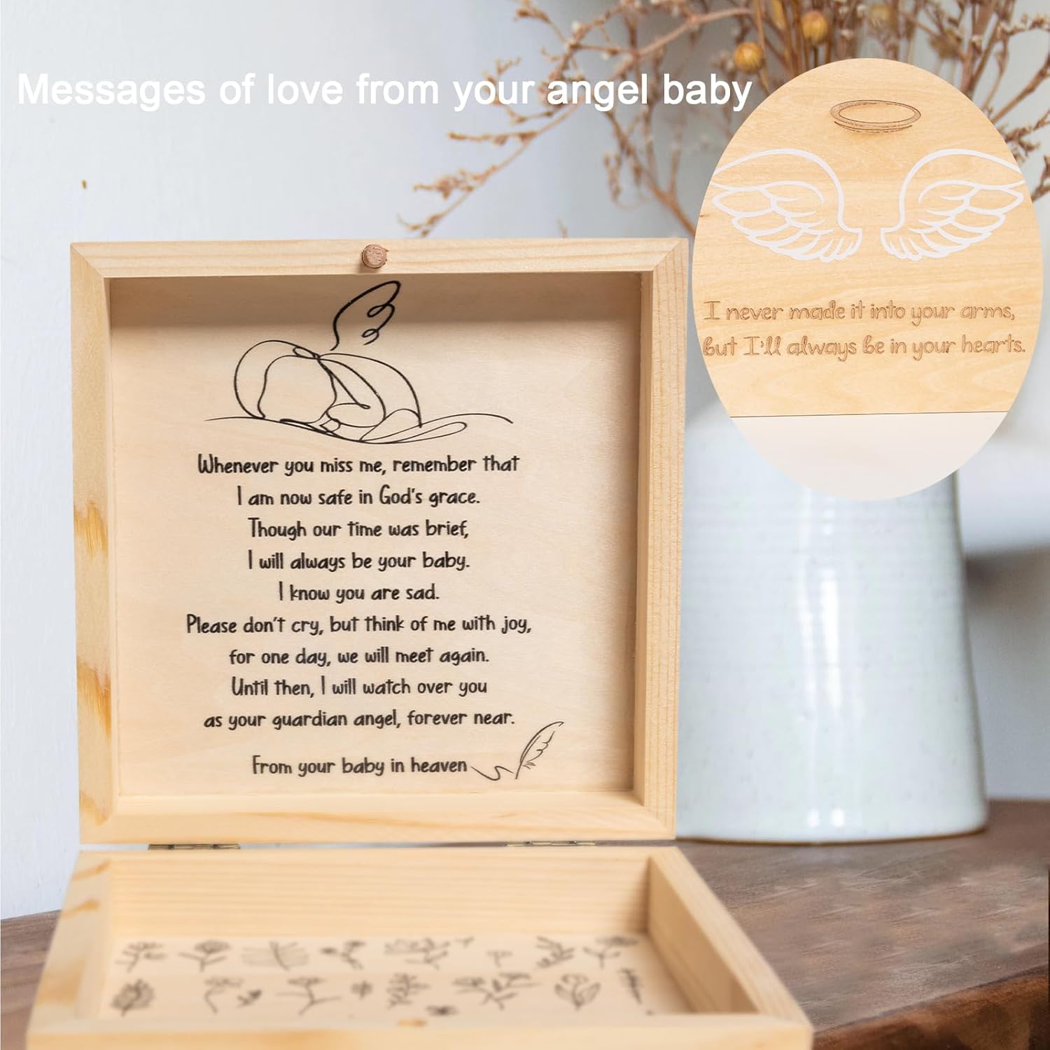 Jwitao Miscarriage Memorial keepsake box for mom and dad