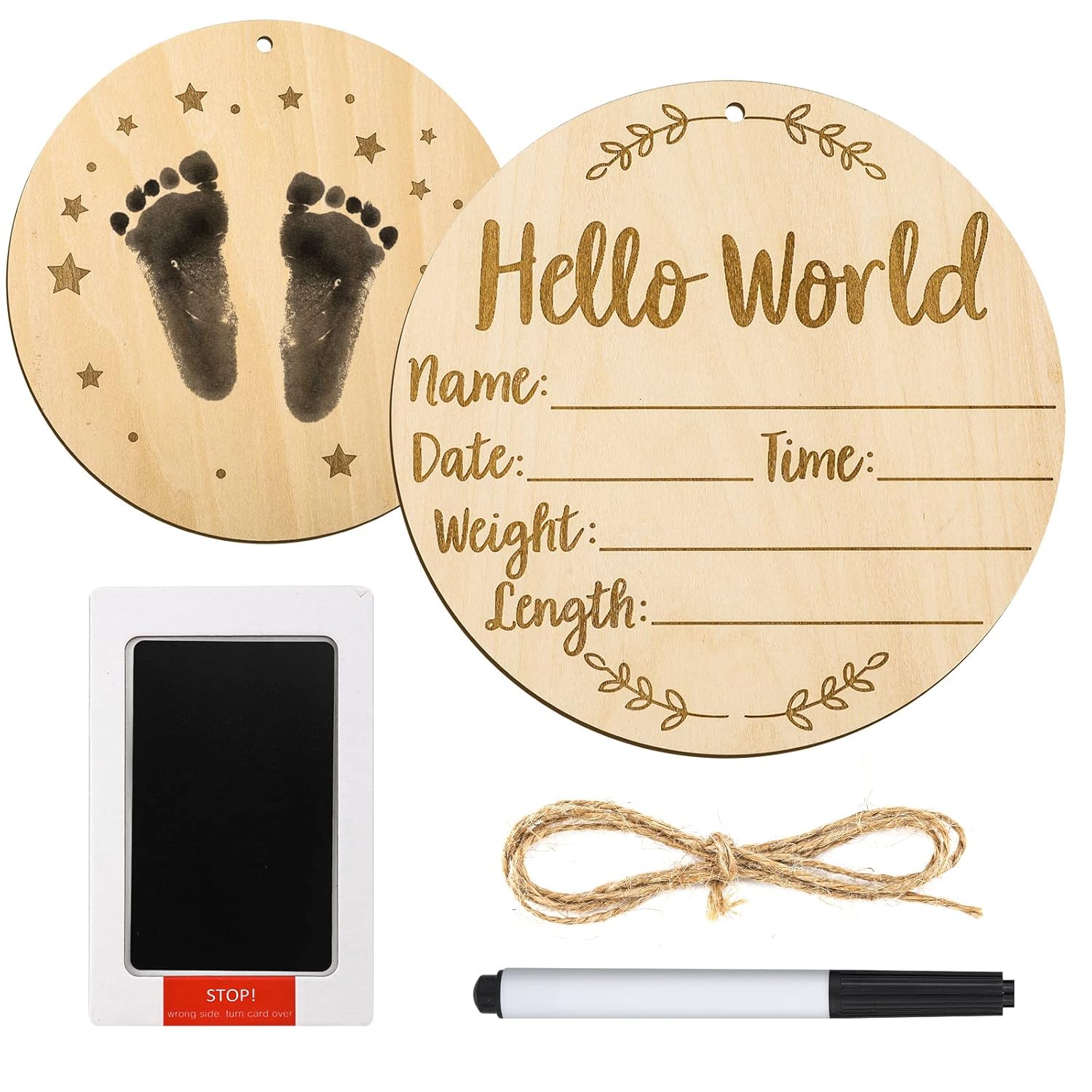 LUTER Baby Announcement Sign with Ink Pad and Handprint Space
