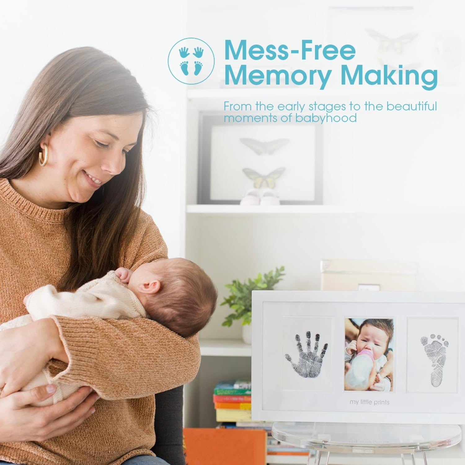 Pearhead Baby Hand Footprint Kit - Inkless Clean-Touch Gender-Neutral Frame