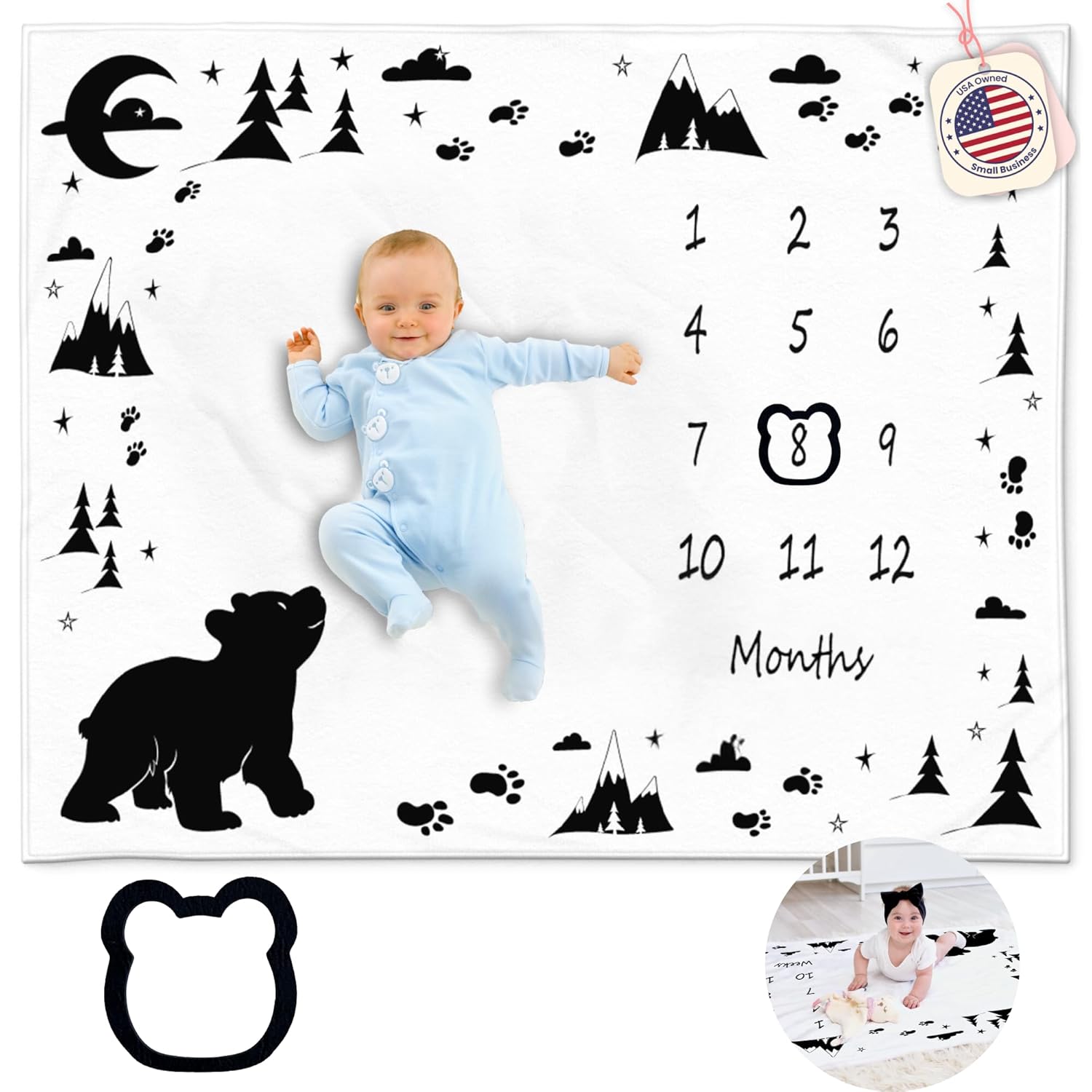 Bear Baby Blanket with Felt Frame 50x40 Gender-Neutral