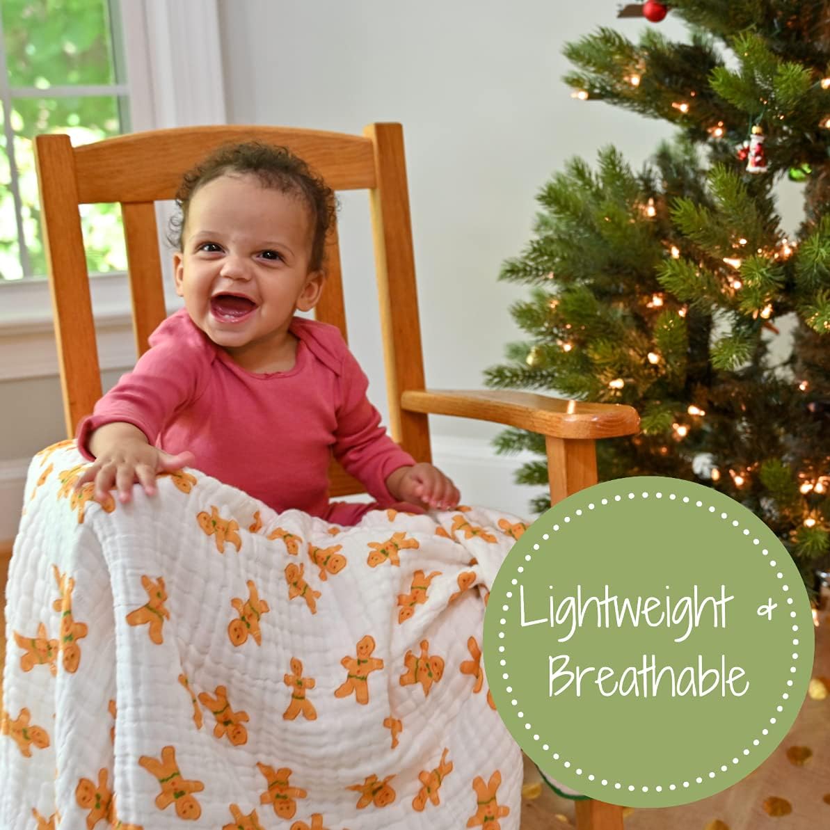 LollyBanks Muslin Blanket with Gingerbread Man Print