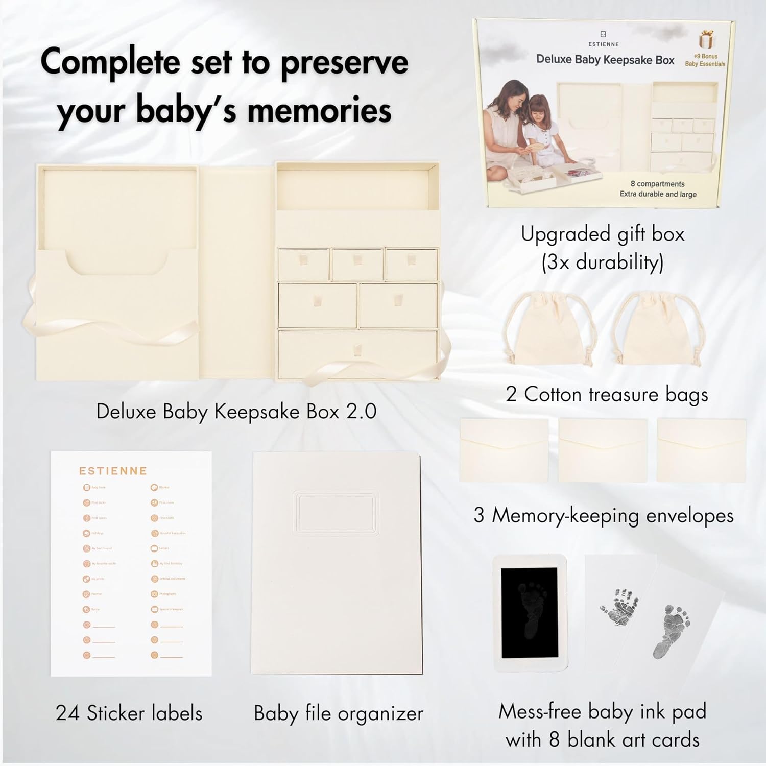 Estienne Large Light Yellow Baby Keepsake Box