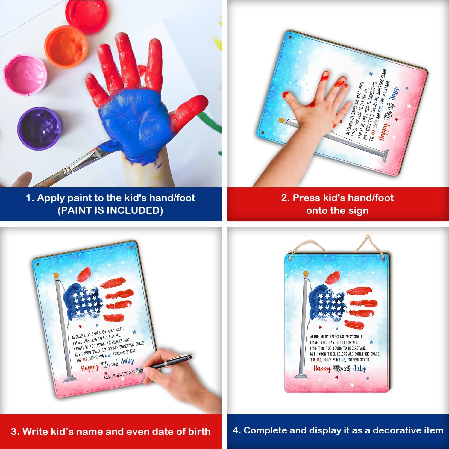 TRUMPETIC 4th of July Handprint Flag Craft with Poem