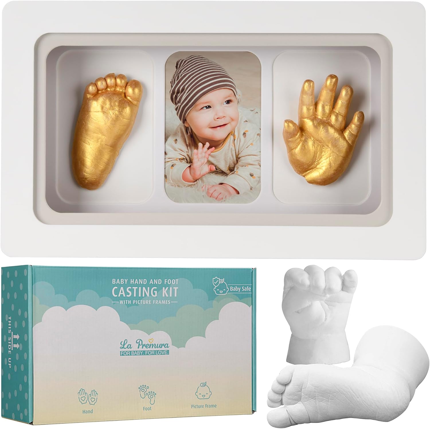 La Premura Baby Handprint Casting Kit with Shadow Box Frame 1