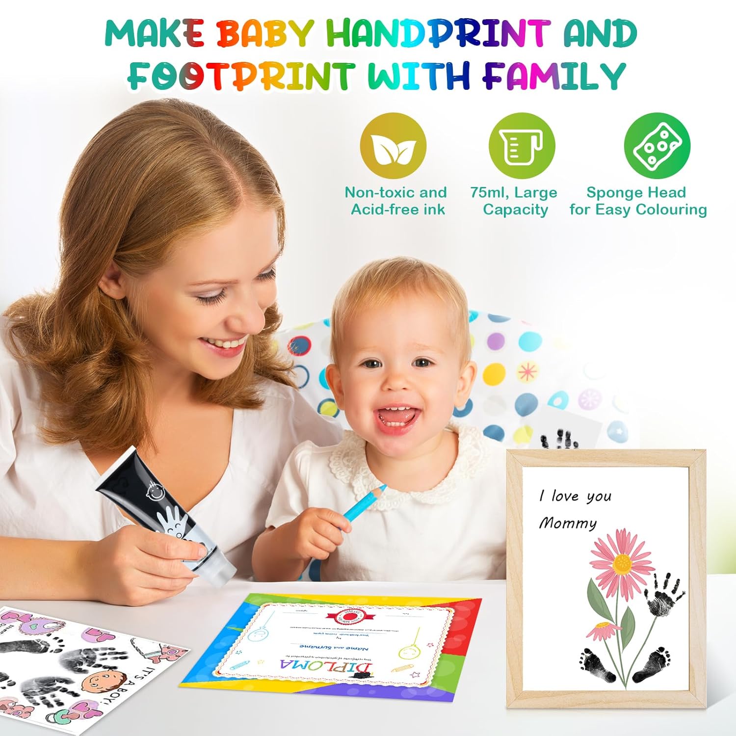Sortnic 75ml Black Hand Footprint Ink Kit