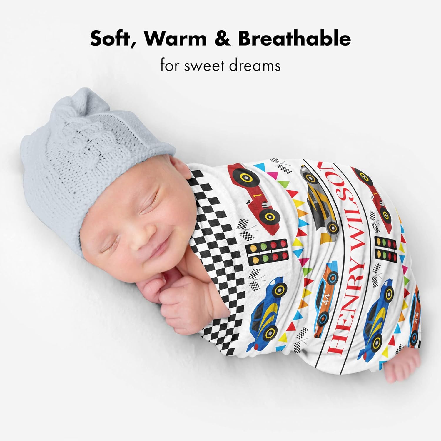 VibeCustom Personalized Race Car Baby Blanket
