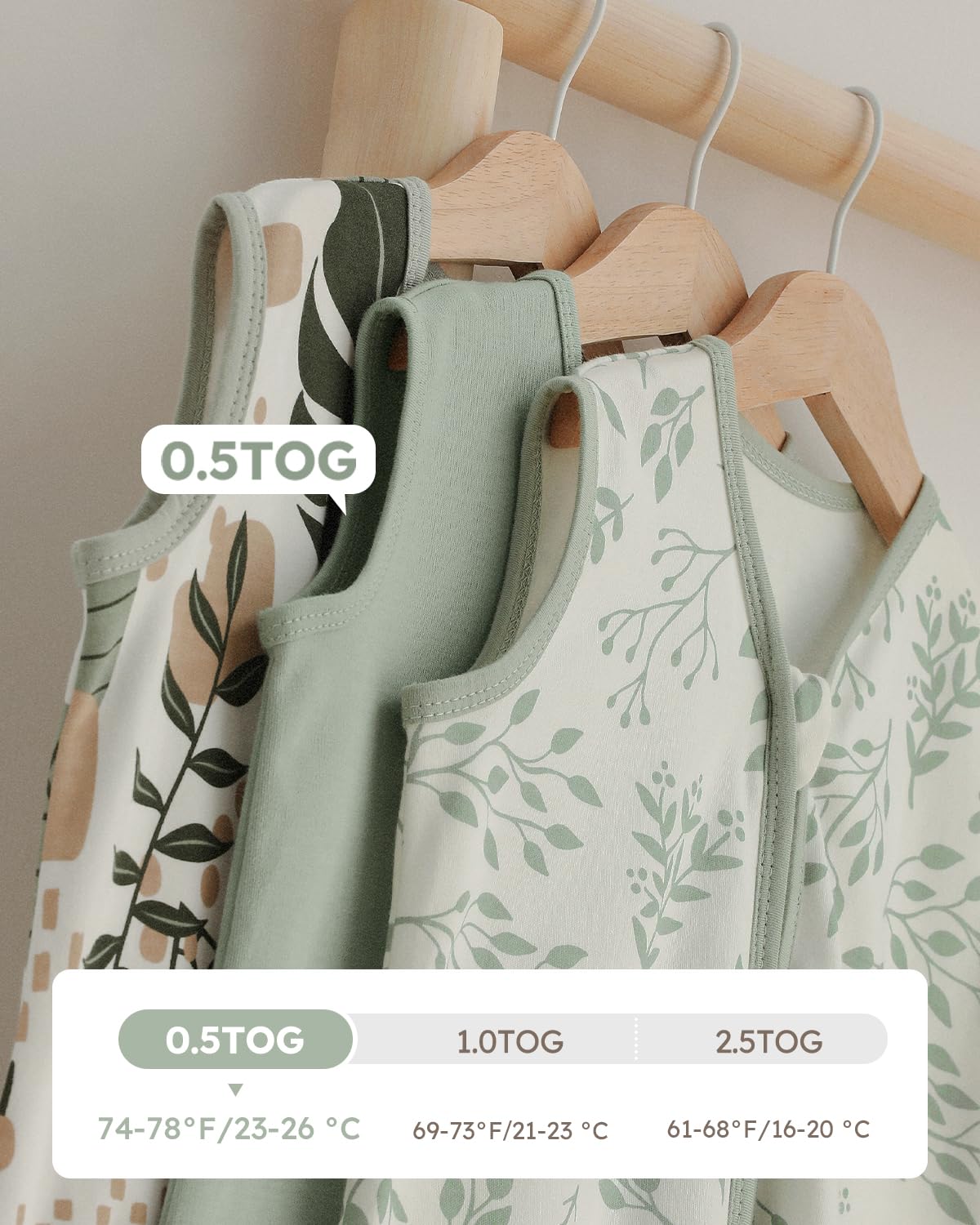 Yoofoss 6-12 Months Sleep Sack 3 Pack Organic Cotton 2-Way Zipper