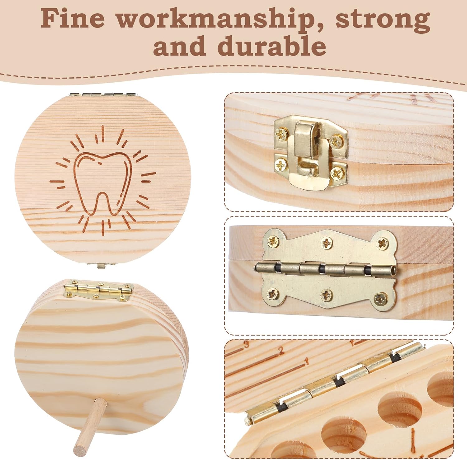 Baby Tooth Fairy Box Wooden Keepsake Organizer