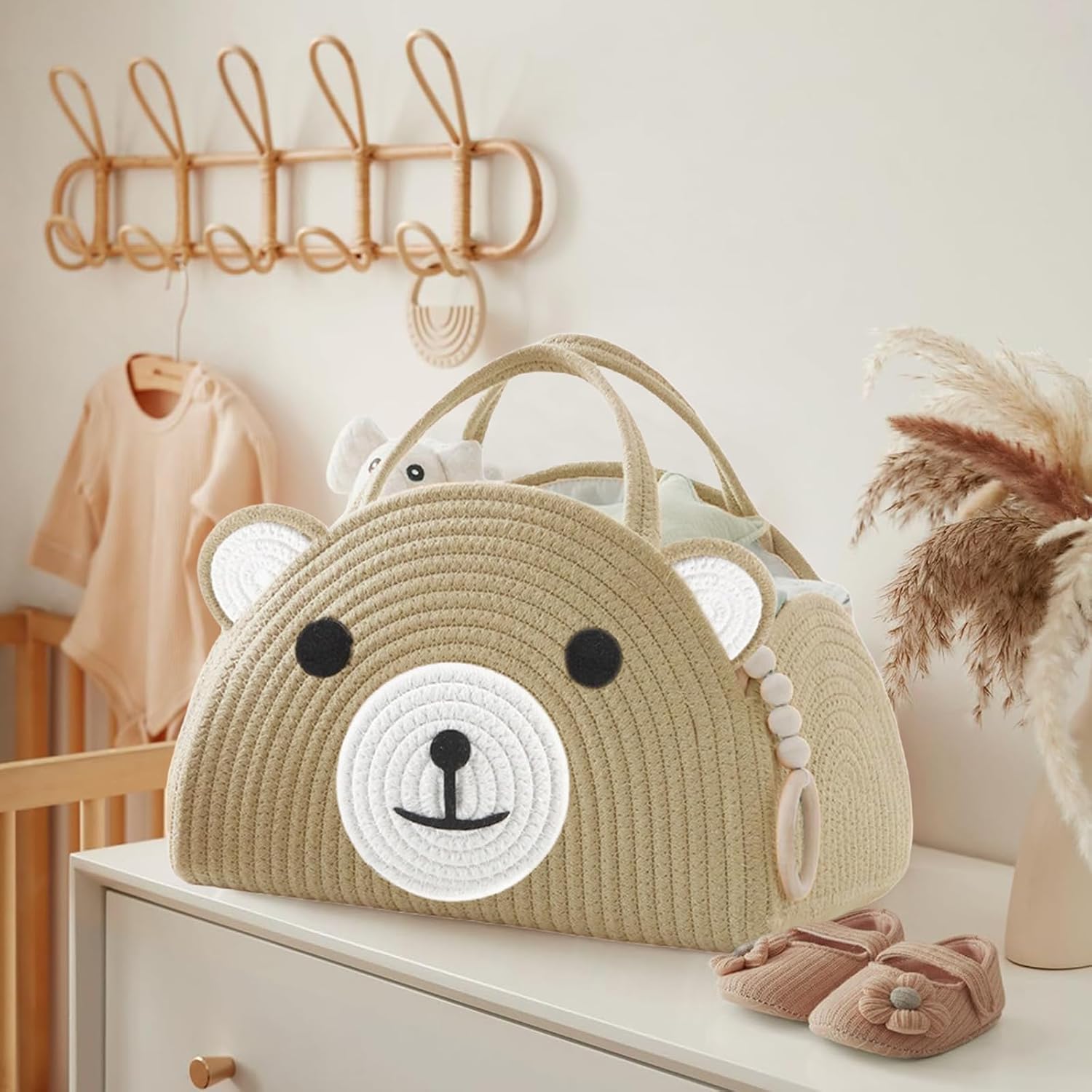 DaperCanly Baby Diaper Caddy Organizer with Bear Design