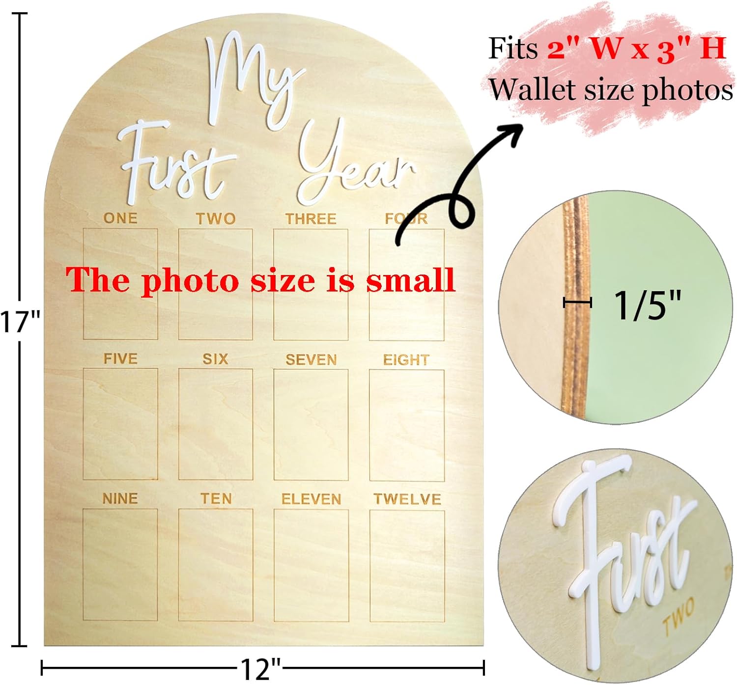 Hongpar One Year Birthday Wooden Photo Board