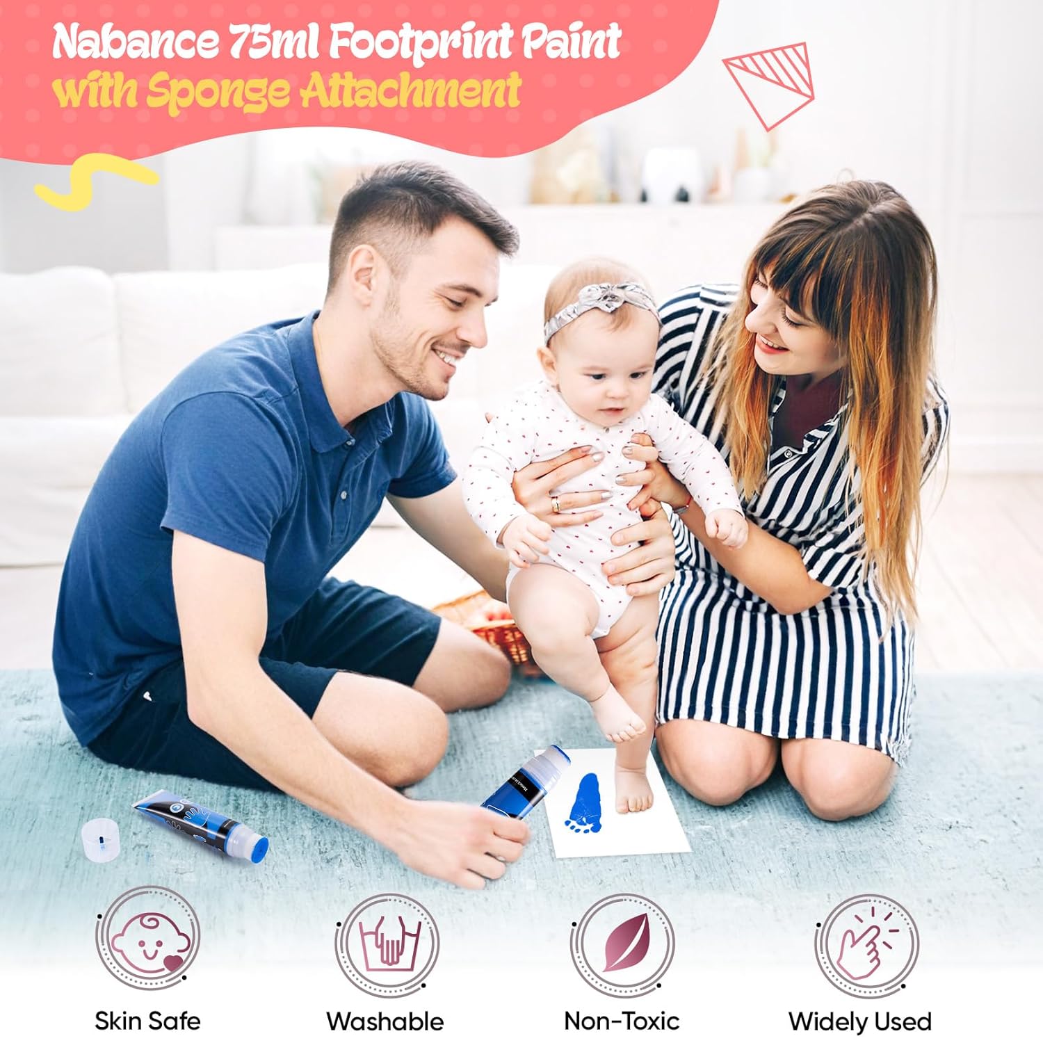 Nabance Safe Baby Footprint Ink Paint for DIY Keepsakes