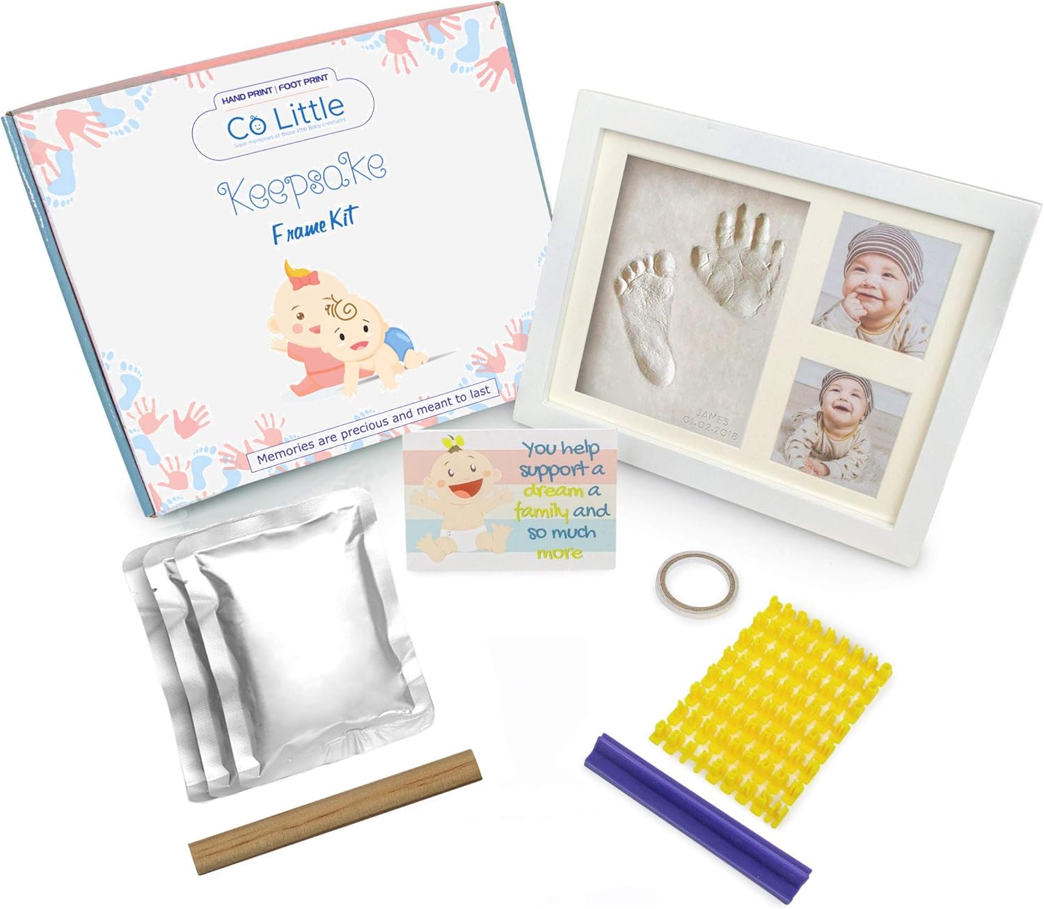 Co Little Baby Footprint and Handprint Frame - Date Name Stamp Kit