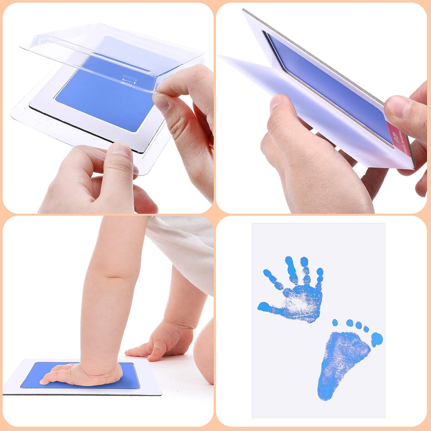 Outus 18-Piece Baby Inkless Handprint Footprint Kit with 12 Cards