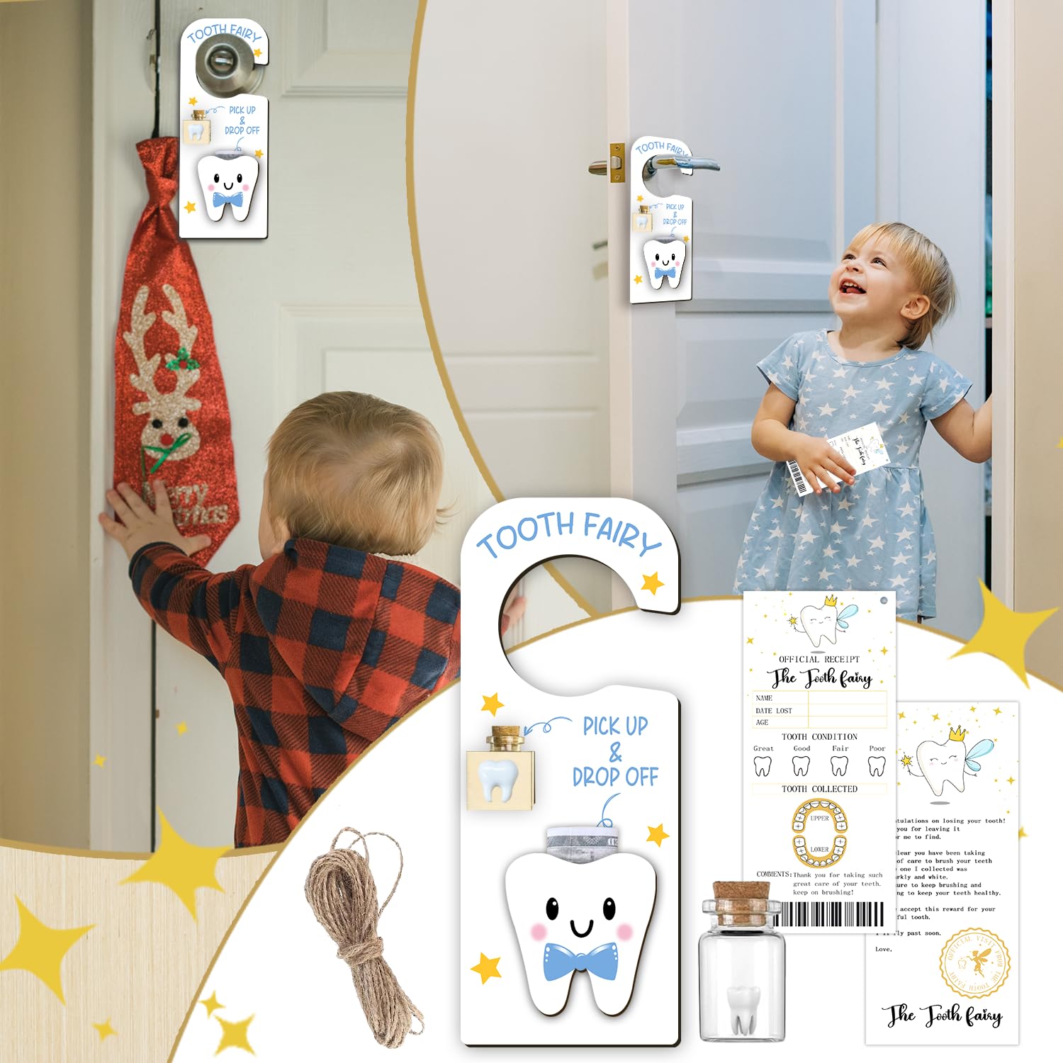 Wuguimeii 3Pcs Tooth Fairy Kit - Magical Lost Teeth Gifts