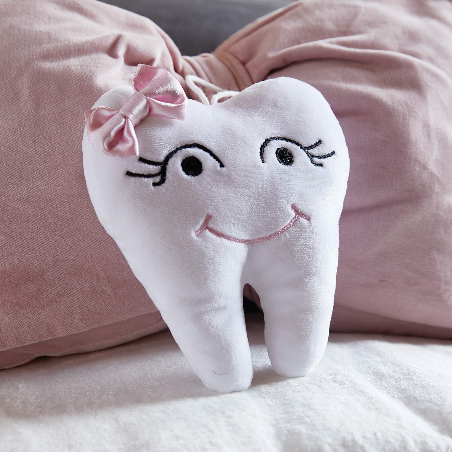 Stephan Baby Plush Tooth Fairy Pillow White with Pink Bow