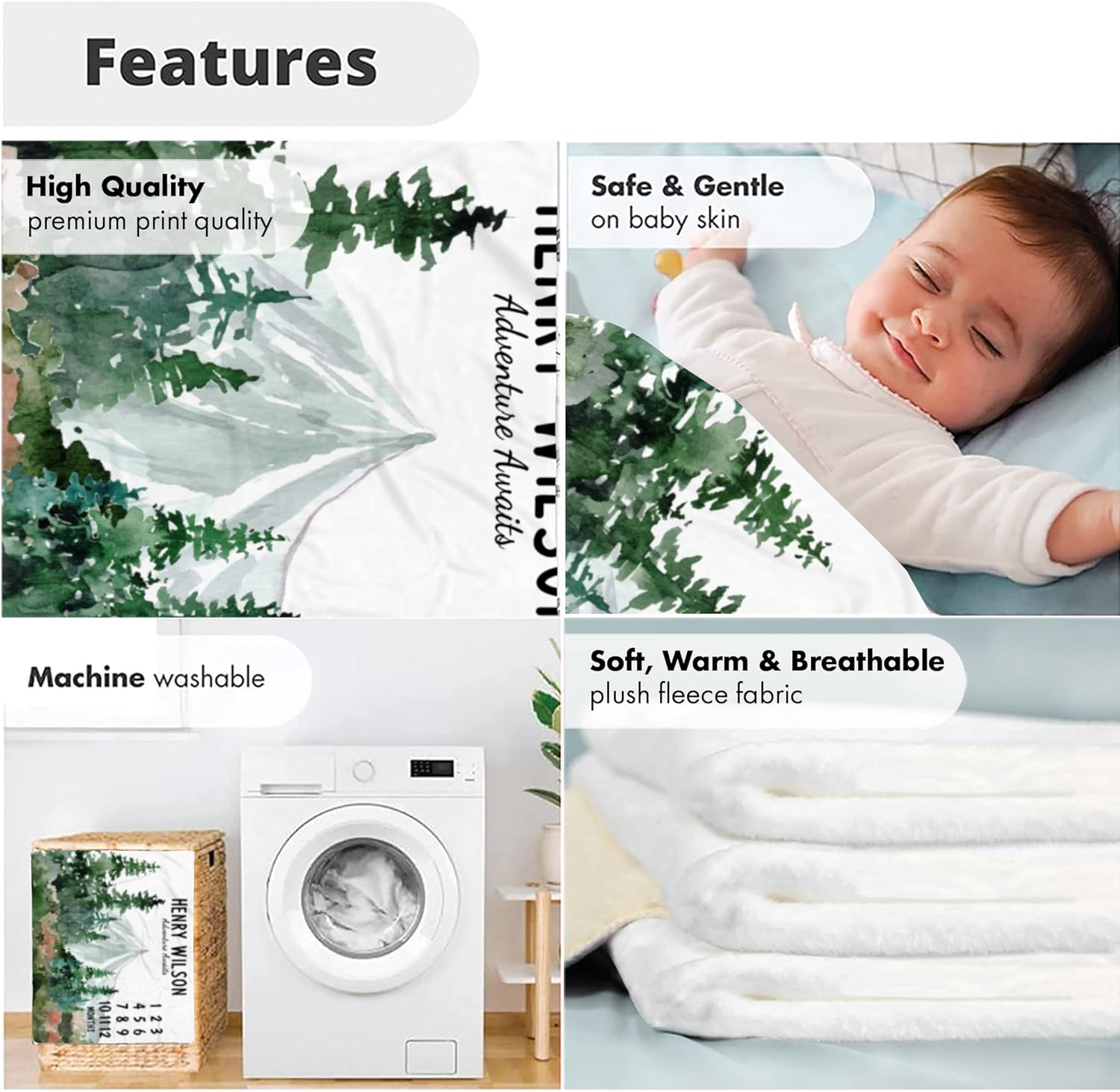 Personalized Forest Baby Blanket with Custom Name