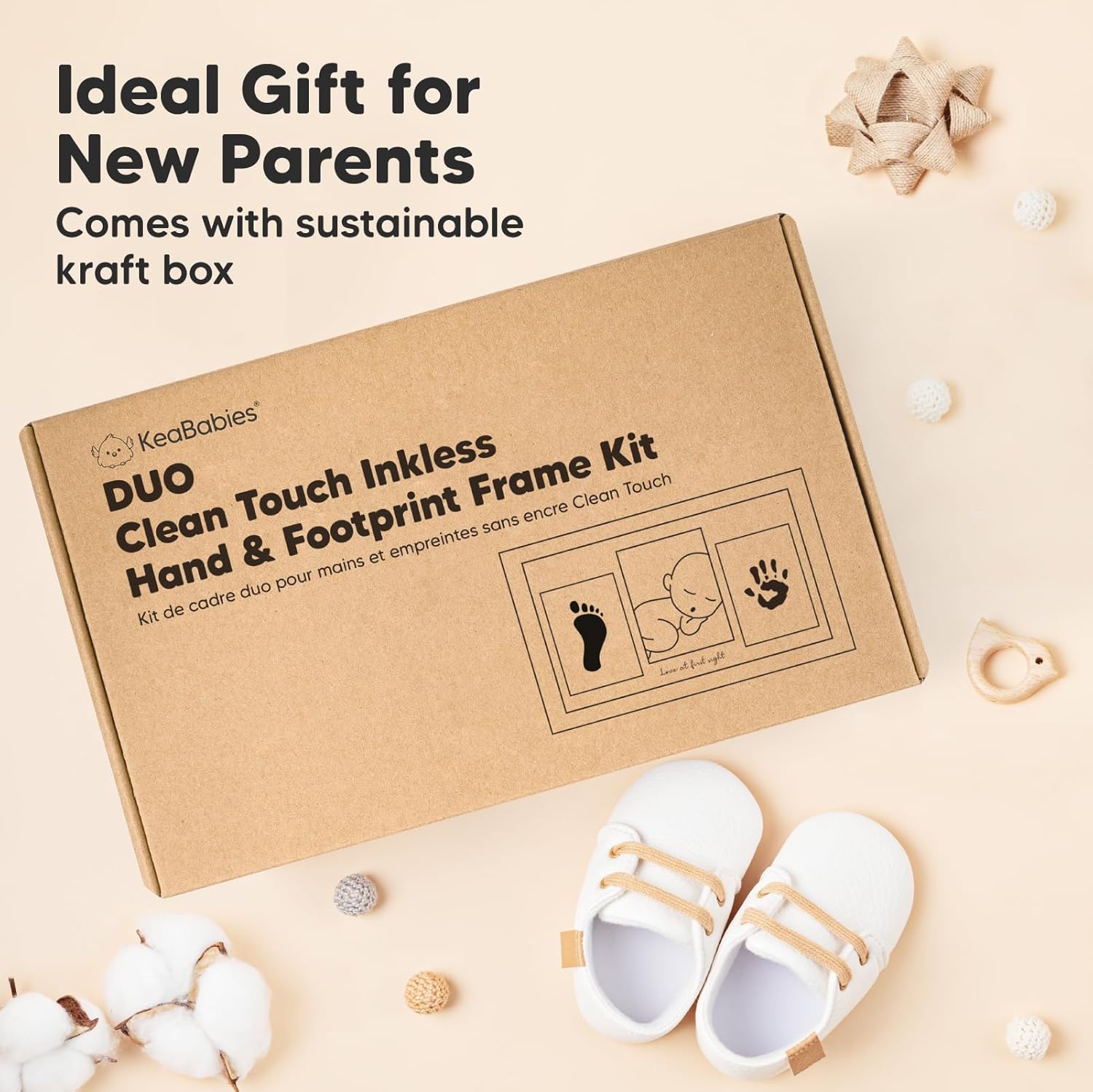 KeaBabies Inkless Hand Footprint Kit - Baby Keepsake Frame