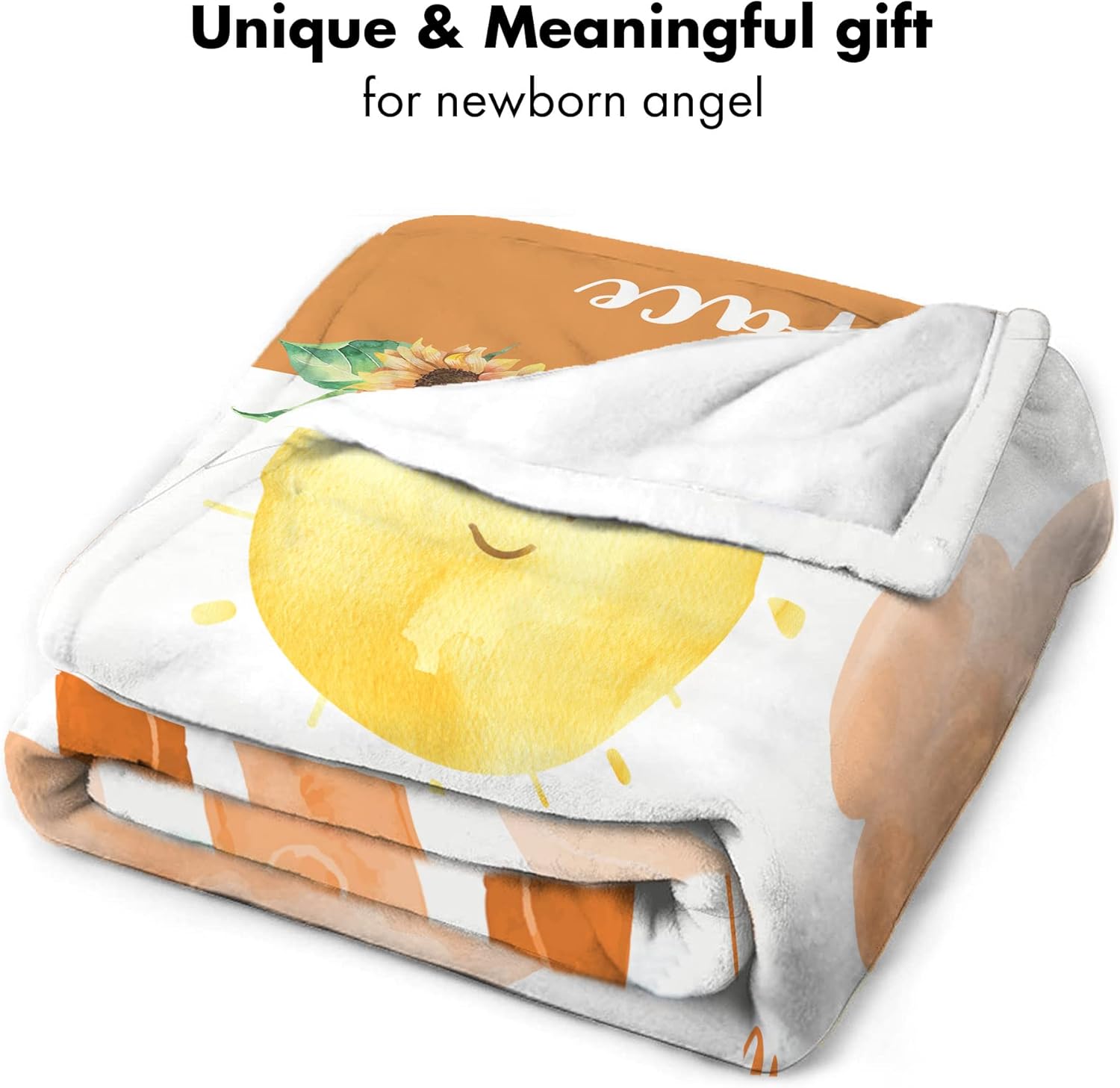 Personalized Sun and Clouds Baby Blanket - You are My Sunshine