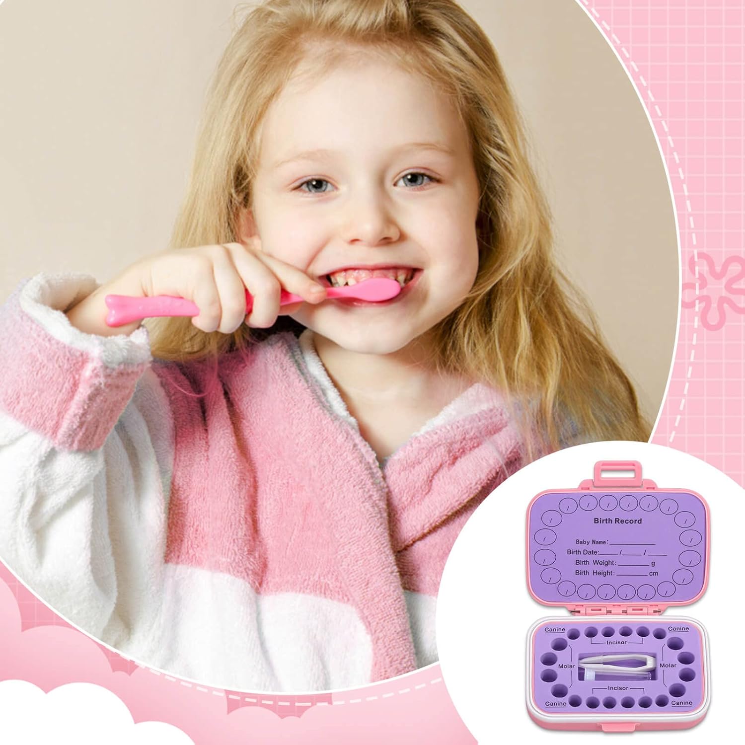 Caffox Baby Teeth Keepsake Box with Tweezers