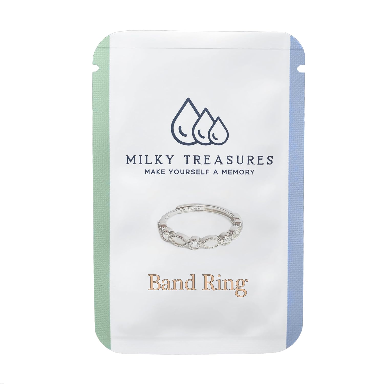 DIY Breastmilk Ring 925 Sterling Silver Band Adjustable Size 6-10