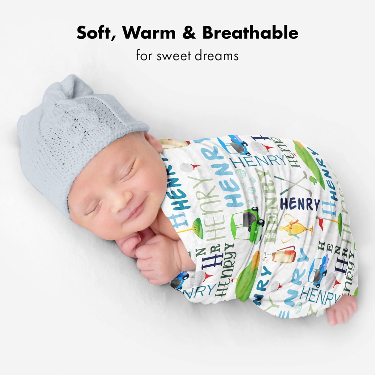 Personalized Golf Baby Blanket with Name 1
