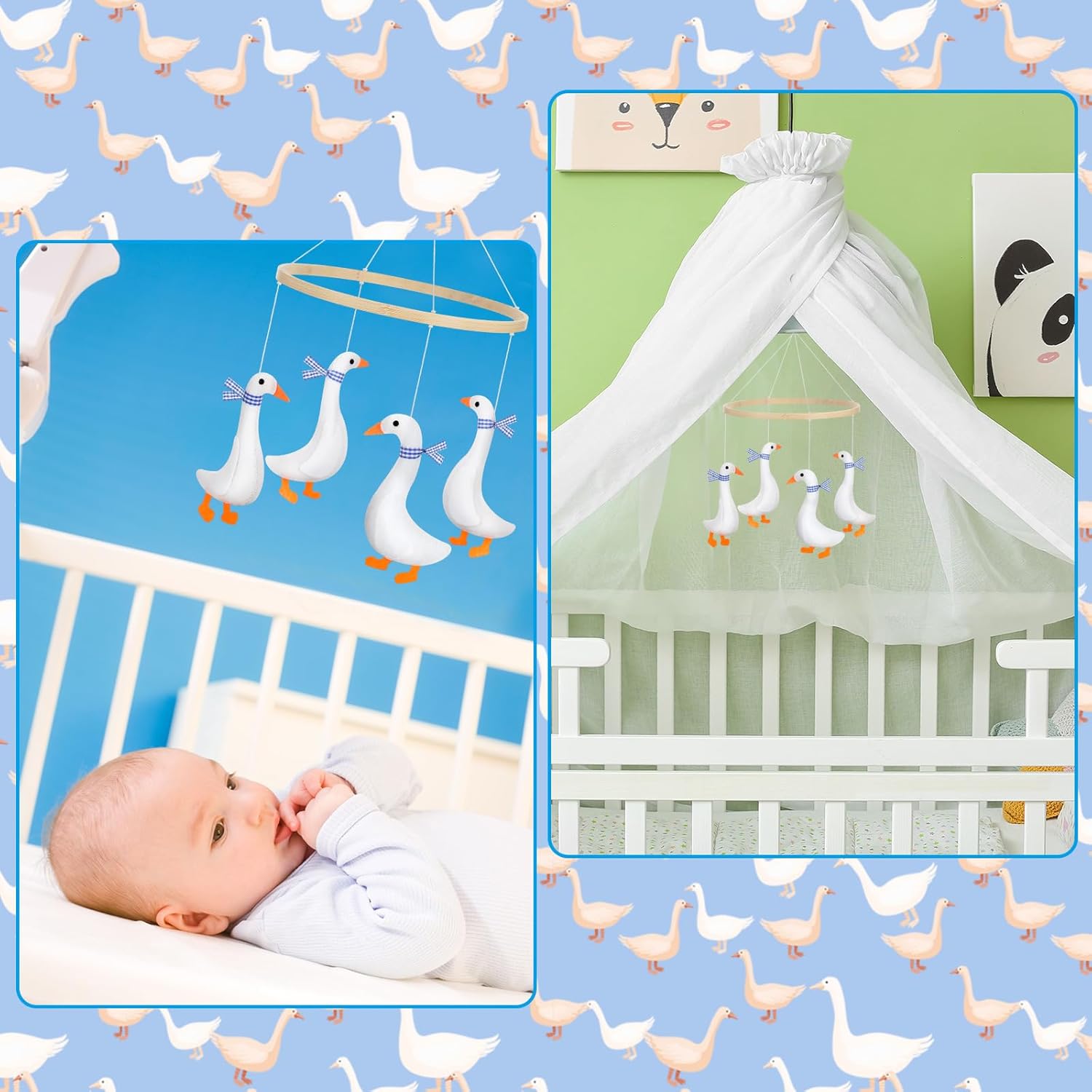 Silipull Goose Crib Mobile for Boys Girls
