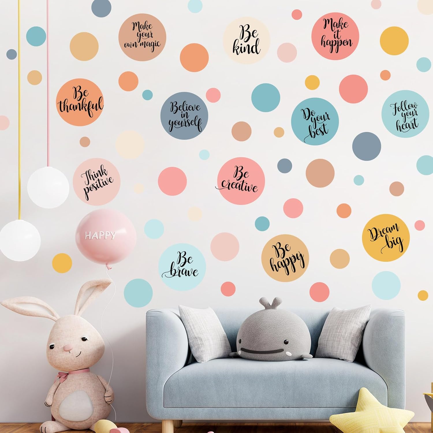 TaoBary 288 Pcs Polka Dot Wall Sticker with Motivational Quotes