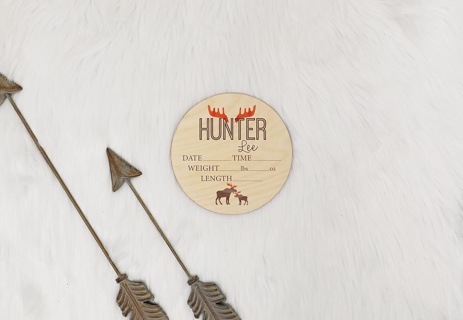 Personalized Birth Stat Sign Moose Antlers Crib Decor