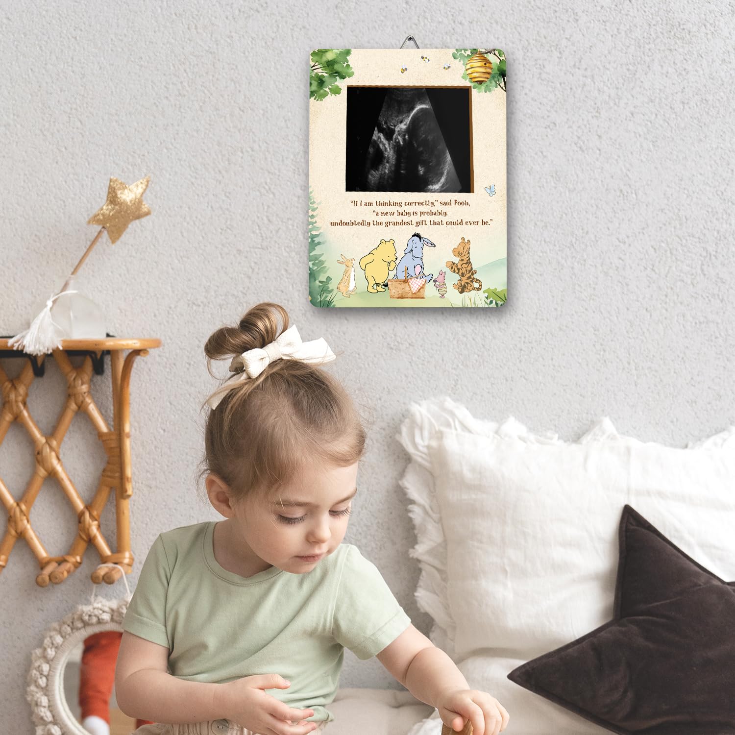 Winnie Pregnancy Keepsake Frame - Gender Reveal Ultrasound Display