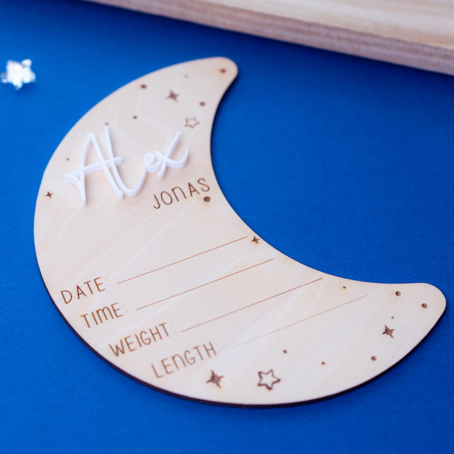 SugoiCC Moon And Stars Newborn Announcement Sign