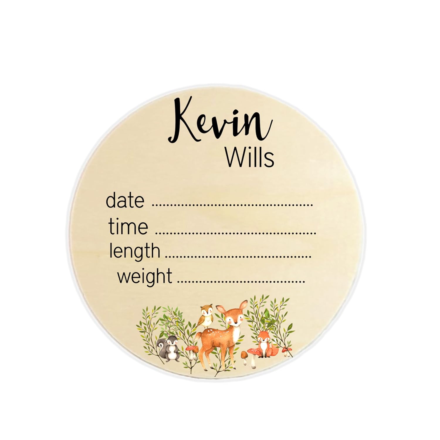 Woodland Baby Name Sign with Deer Fox Design