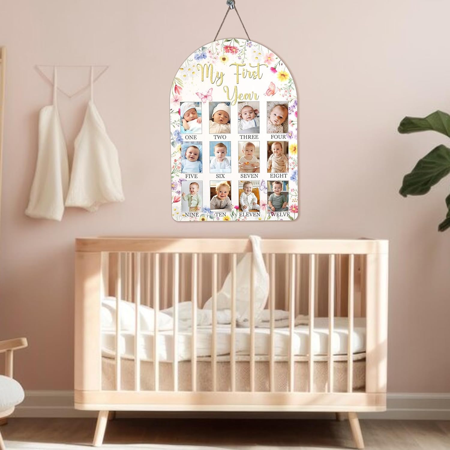 Wildflower Baby First Year Photo Frame Pink